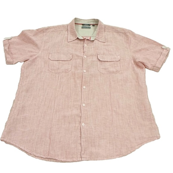 Cubavera Men's Slim‎ Fit Linen Blend Short Sleeve Button Down Shirt; Size XL - Picture 2 of 6